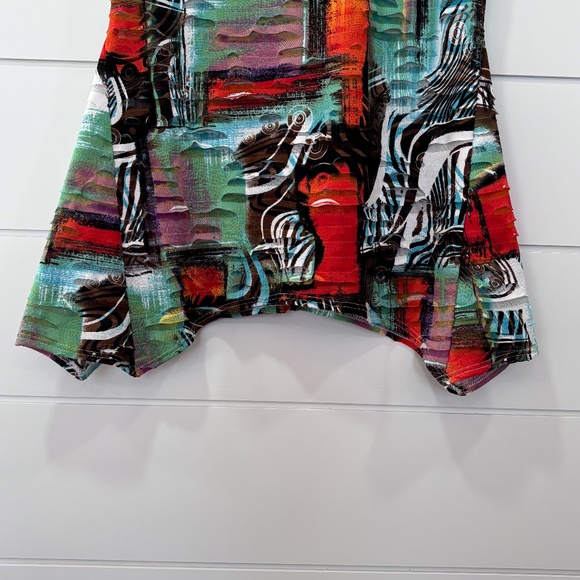 Frank Lyman short sleeve graphic top shark bite tunic size 8 - Picture 7 of 13